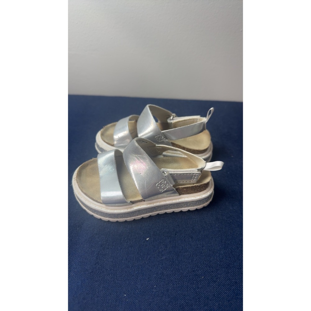 Carter's | Toddler Girls Silver Metallic Glitter Platform Sandals | Size 4